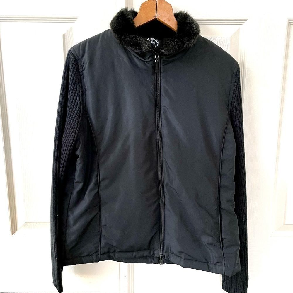 By Design Sport black windbreaker with faux fur